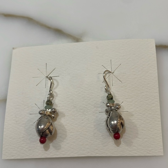Sundance Catalog Sterling Silver “Tulip” Earrings—Coral/Green Aventurine-NWOT - Picture 4 of 6